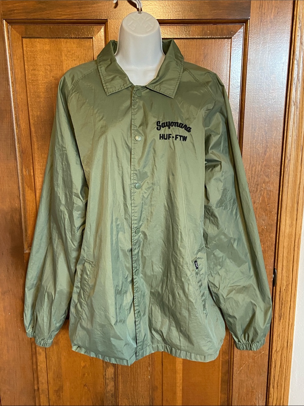 Huff Sayonara embroidered coaches full snap Streetwear wind breaker jacket XL - Picture 3 of 15